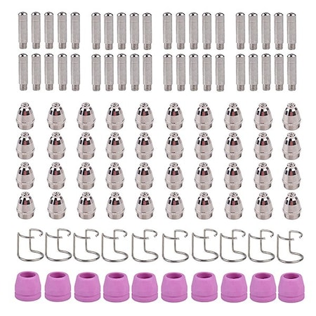 Amico Electric 100 Pilot Arc Plasma Cutter Consumables 40-Nozzles 40-Electrodes 10-Cups 10-Guide for CUT-50HF/60HF AG60HF-100